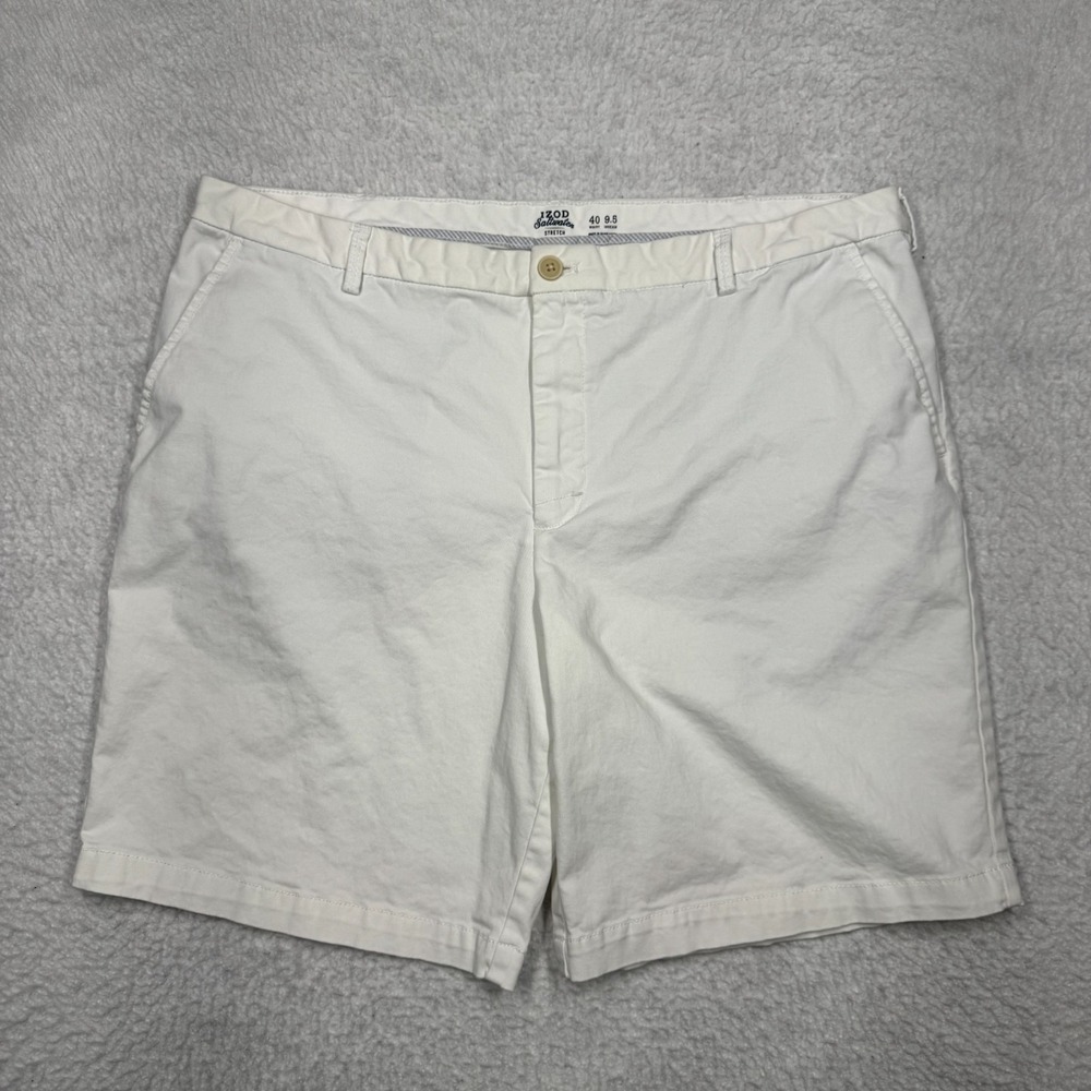 Izod Saltwater Stretch Chino Shorts Casual White Men's Size 40 8.5" Inseam